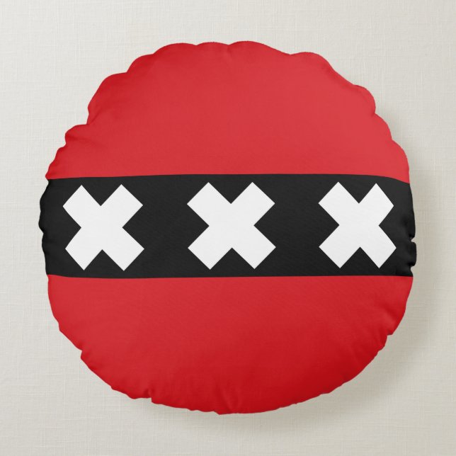 Flag of Amsterdam Round Cushion (Front)