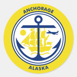 Flag of Anchorage, Alaska Classic Round Sticker