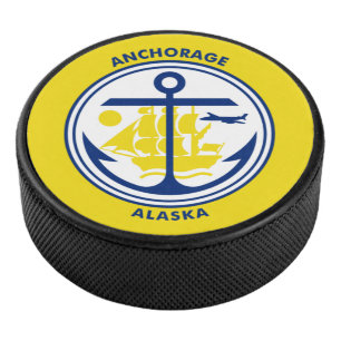 Flag of Anchorage, Alaska Hockey Puck