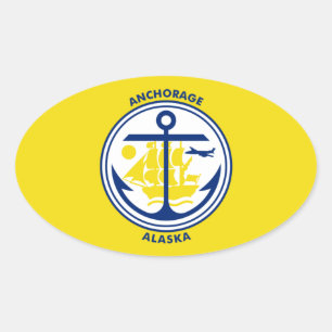 Flag of Anchorage, Alaska Oval Sticker