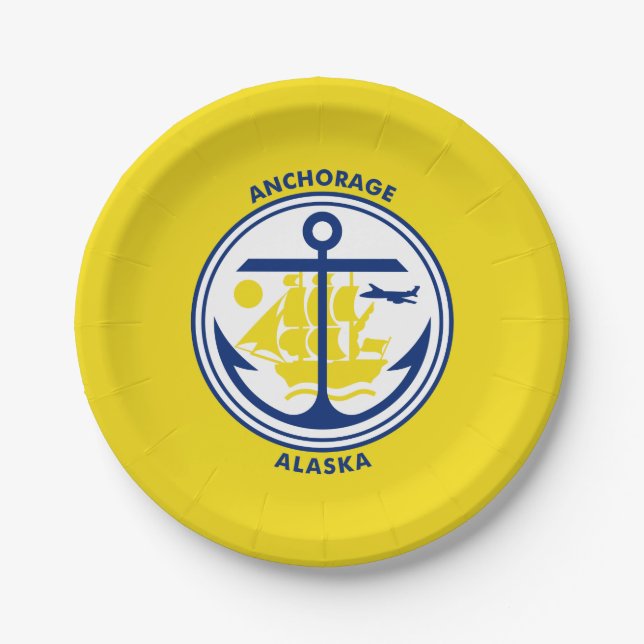 Flag of Anchorage, Alaska Paper Plates (Front)