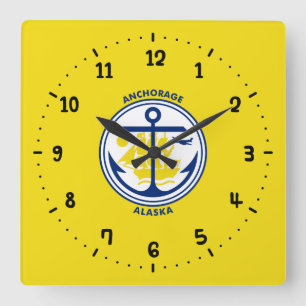 Flag of Anchorage, Alaska Square Wall Clock