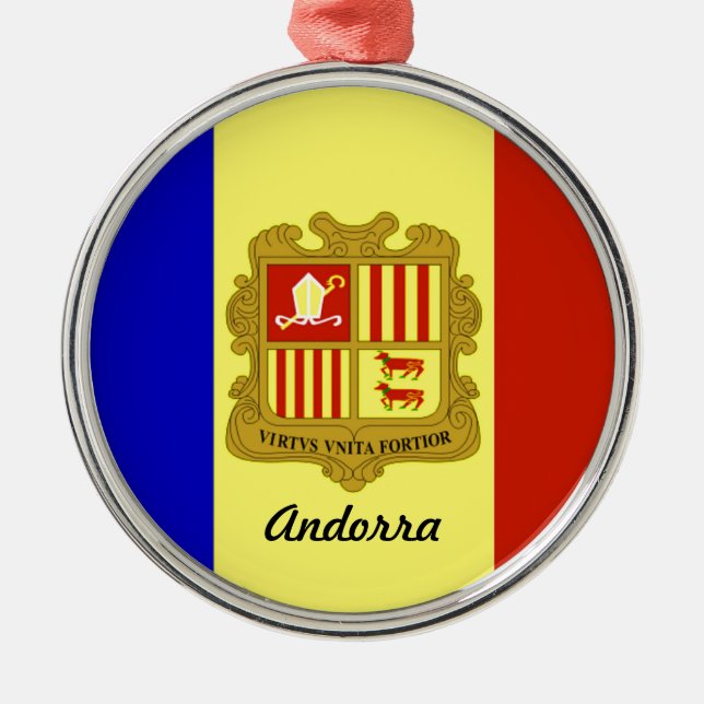 Flag of Andorra Metal Tree Decoration (Front)