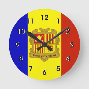 Flag of Andorra Round Clock