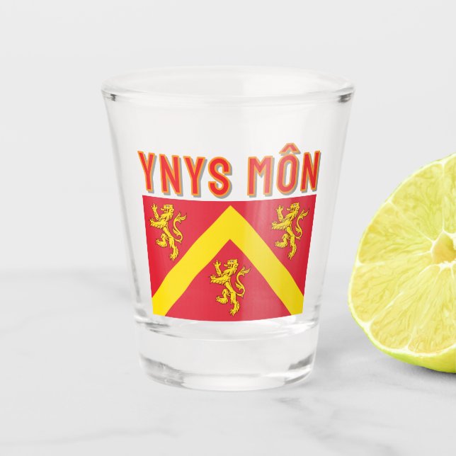 Flag of Anglesey, Wales Shot Glass (Front)