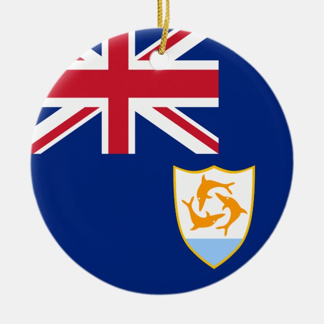 Flag of Anguilla Ceramic Tree Decoration (Front)