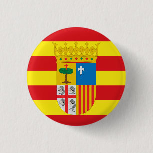 Flag of Aragón (autonomous community) Spain 3 Cm Round Badge