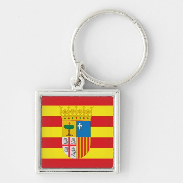 Flag of Aragón (autonomous community) Spain Key Ring (Front)