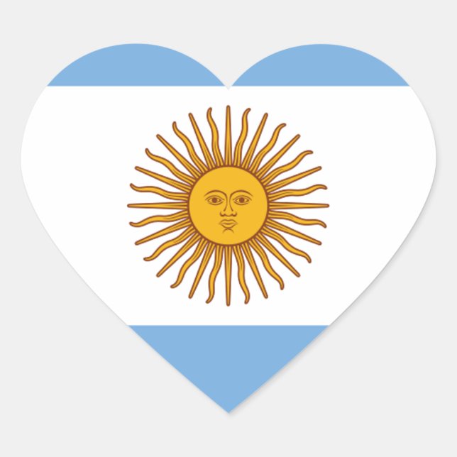 Flag of Argentina - Bandera de Argentina Heart Sticker (Front)