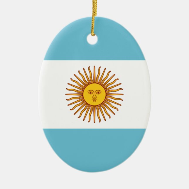 Flag of Argentina Ceramic Tree Decoration (Front)