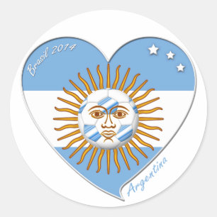 Flag of ARGENTINA FOOTBALL national sol de mayo Classic Round Sticker