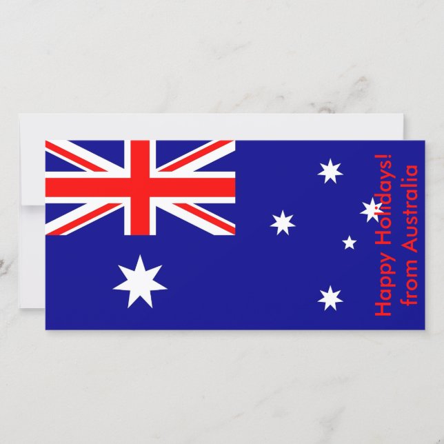 Flag of Argentina, Happy Holidays from Australia Holiday Card (Front)