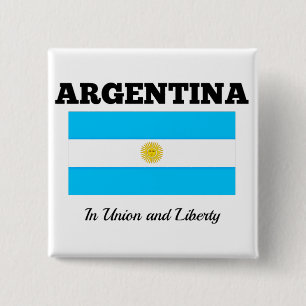 Flag of Argentina, labelled with motto 15 Cm Square Badge