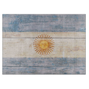Flag of Argentina on Wood Cutting Board