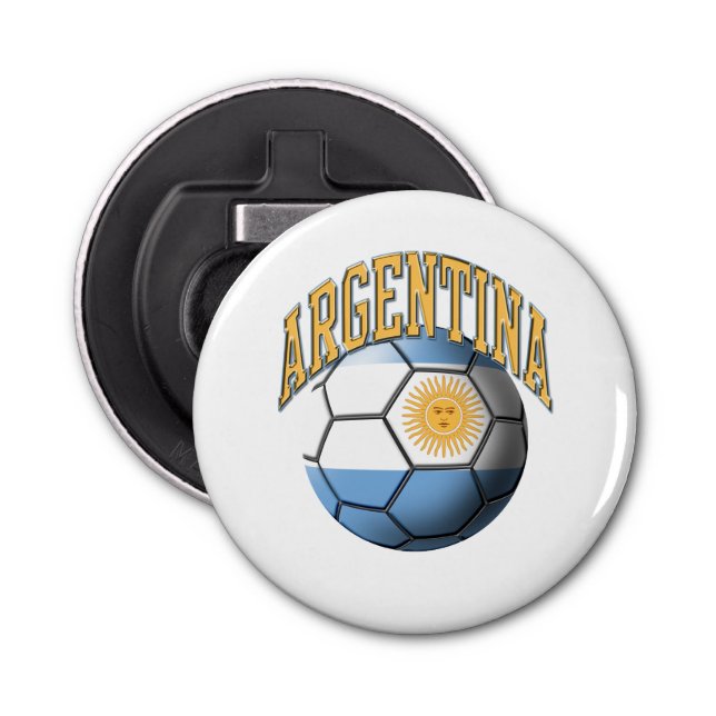 Flag of Argentina Soccer Ball Bottle Opener (Front)