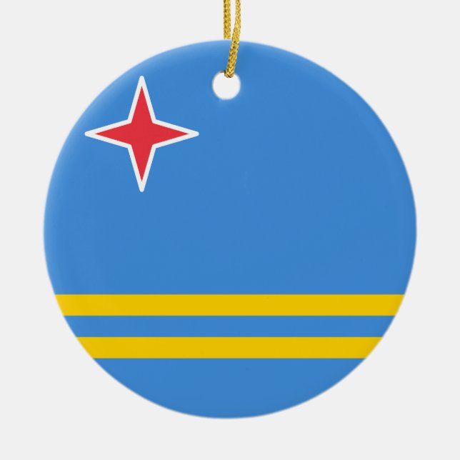 Flag of Aruba Ceramic Tree Decoration (Front)