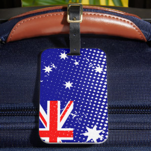 Flag Of Australia With Distressed Halftone Effects Luggage Tag