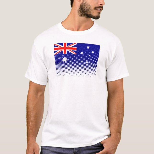 Flag Of Australia With Halftone Effect T-Shirt (Front)