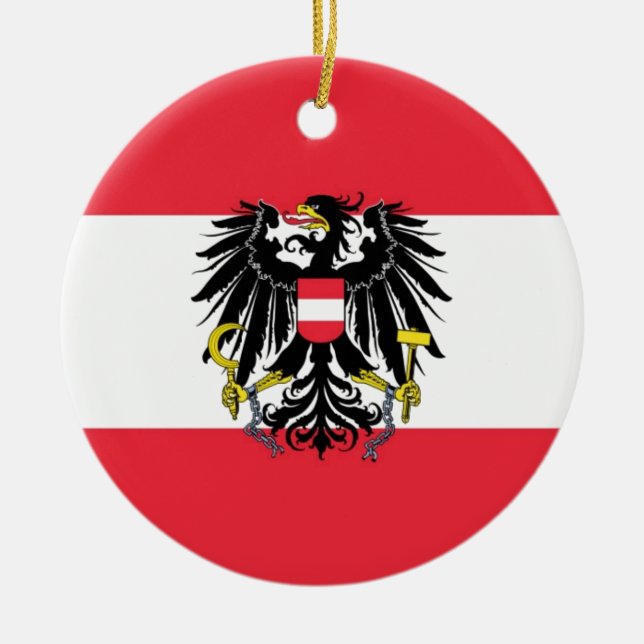 Flag of Austria - Flagge Österreichs Ceramic Tree Decoration (Front)