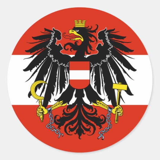 Flag of Austria with Coat of Arms Classic Round Sticker | Zazzle.co.uk