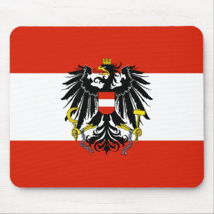 Flag of Austria with Coat of Arms Mouse Mat