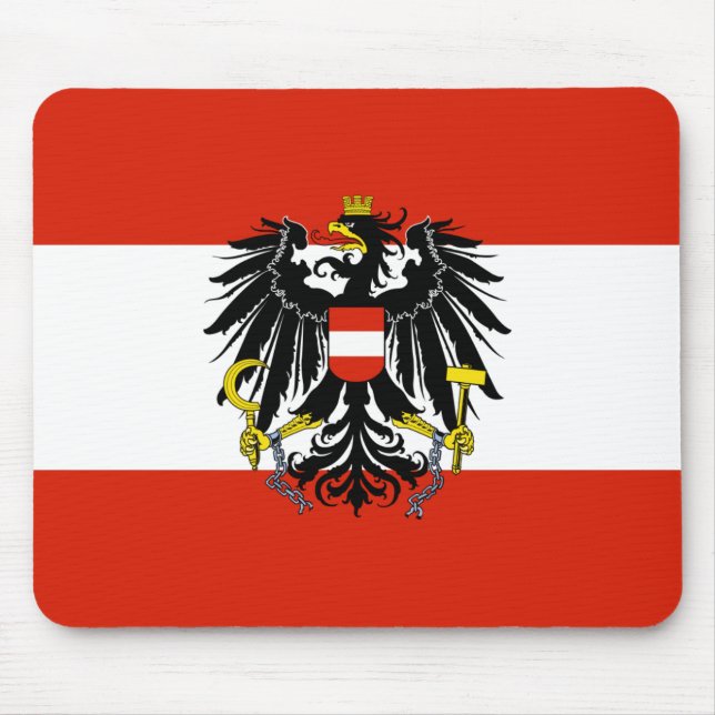 Flag of Austria with Coat of Arms Mouse Mat (Front)