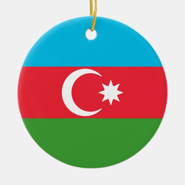 Flag of Azerbaijan Ceramic Tree Decoration (Front)