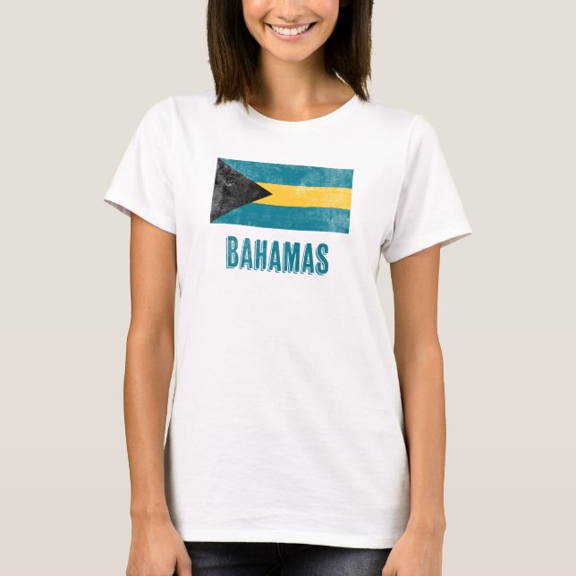 Flag of Bahamas "Grunge" look. T-Shirt (Front)