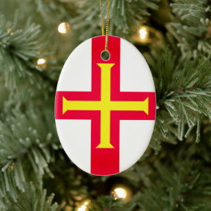 Flag of Bailiwick of Guernsey, (UK) Ceramic Tree Decoration