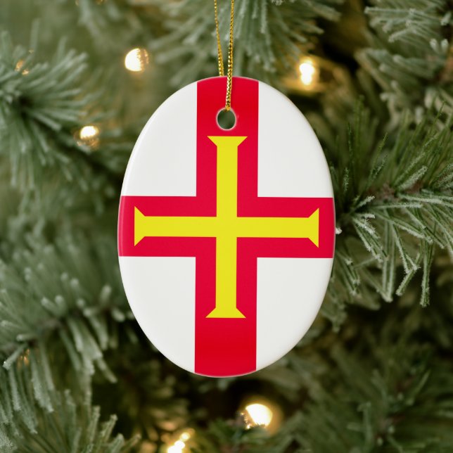 Flag of Bailiwick of Guernsey, (UK) Ceramic Tree Decoration (Tree)