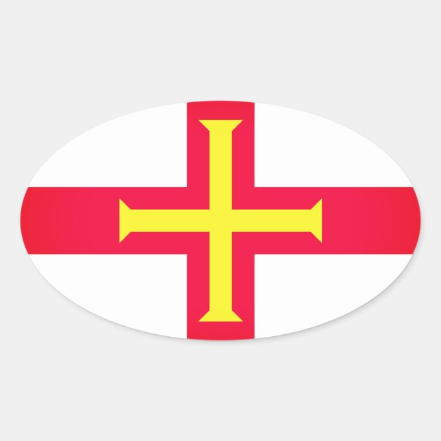 Flag of Bailiwick of Guernsey, (UK) Oval Sticker (Front)