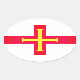 Flag of Bailiwick of Guernsey, (UK) Oval Sticker