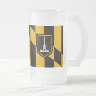 Flag of Baltimore, Maryland Frosted Glass Beer Mug