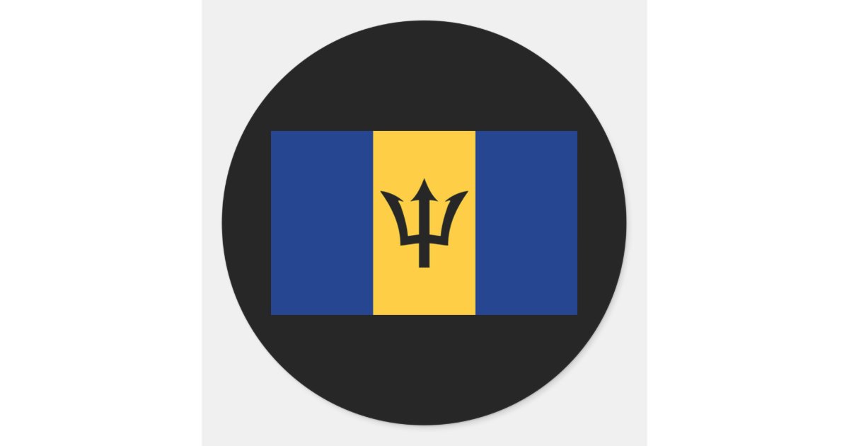 Flag of Barbados Classic Round Sticker | Zazzle.co.uk