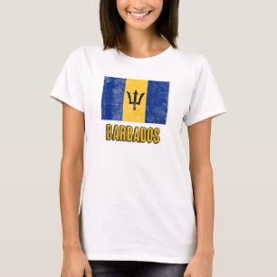 Flag of Barbados "Grunge" look. T-Shirt