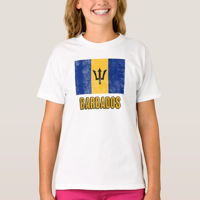 Flag of Barbados "Grunge" look. T-Shirt (Front)