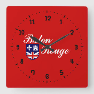 Flag of Baton Rouge, Louisiana Square Wall Clock