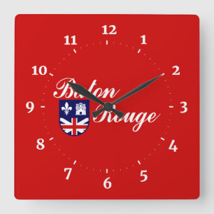 Flag of Baton Rouge, Louisiana Square Wall Clock
