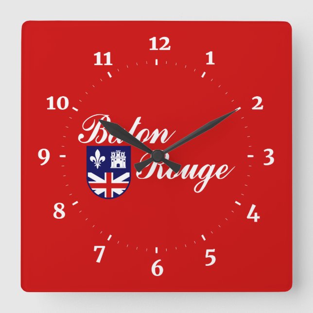 Flag of Baton Rouge, Louisiana Square Wall Clock (Front)