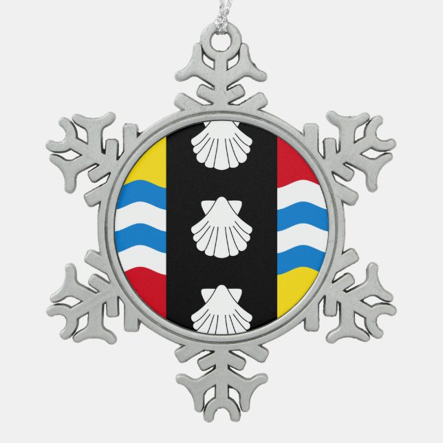 Flag of Bedfordshire  Snowflake Pewter Christmas Ornament (Front)