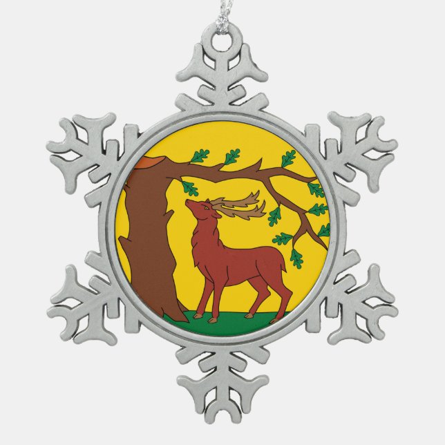 Flag of Bedfordshire   Snowflake Pewter Christmas Ornament (Front)