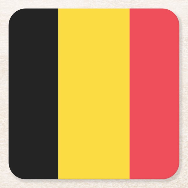 Flag of Belgium Square Paper Coaster (Front)