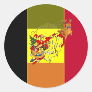 Flag Of Belgium Striped Christmas Santa Sticker