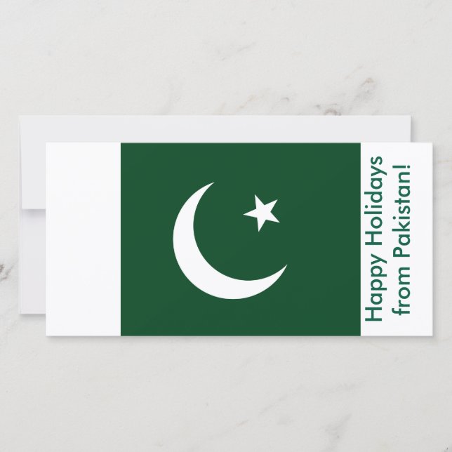 Flag of Belise, Happy Holidays from Pakistan Holiday Card (Front)