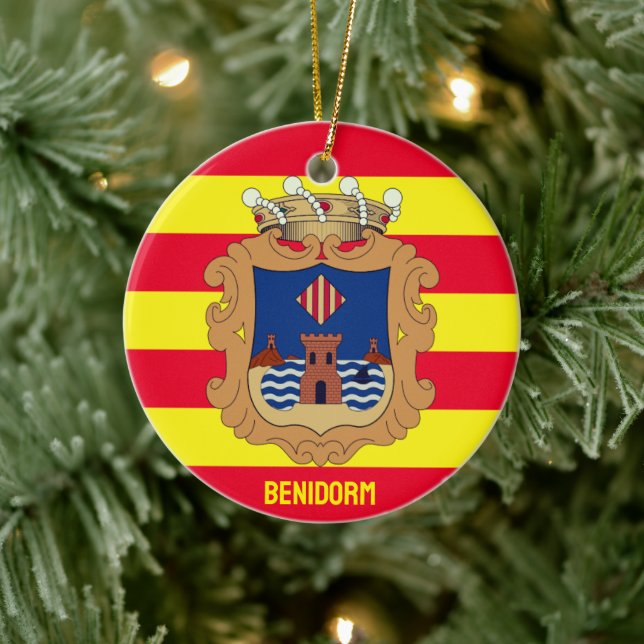 Flag of Benidorm - Comunidad Valenciana (ESP) Ceramic Tree Decoration (Tree)