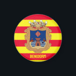 Flag of Benidorm - Comunidad Valenciana (ESP) Magnet<br><div class="desc">Benidorm is a city,  town and municipality in the province of Alicante,  Valencia,  on the Mediterranean coast of Spain.  It has been a tourist destination within Spain since the mid 1920s.</div>