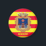 Flag of Benidorm - Comunidad Valenciana (ESP) Magnet<br><div class="desc">Benidorm is a city,  town and municipality in the province of Alicante,  Valencia,  on the Mediterranean coast of Spain.  It has been a tourist destination within Spain since the mid 1920s.</div>