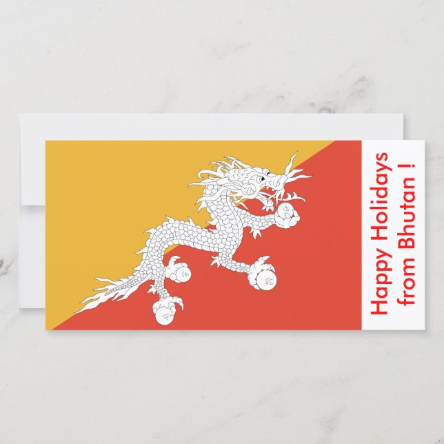 Flag of Bhutan, Happy Holidays from Bhutan Holiday Card (Front)