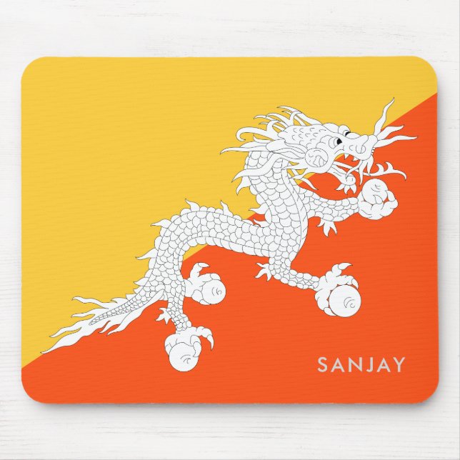 Flag of Bhutan with Your Name Mouse Mat (Front)