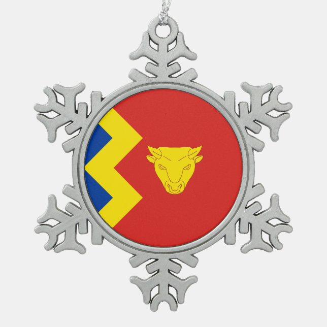 Flag of Birmingham, UK Snowflake Pewter Christmas Ornament (Front)